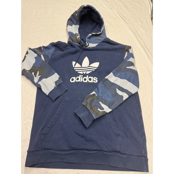 Adidas Originals Camouflage Hoodie Pullover Navy Blue/ Light Blue Men’s Size XL - Picture 1 of 7